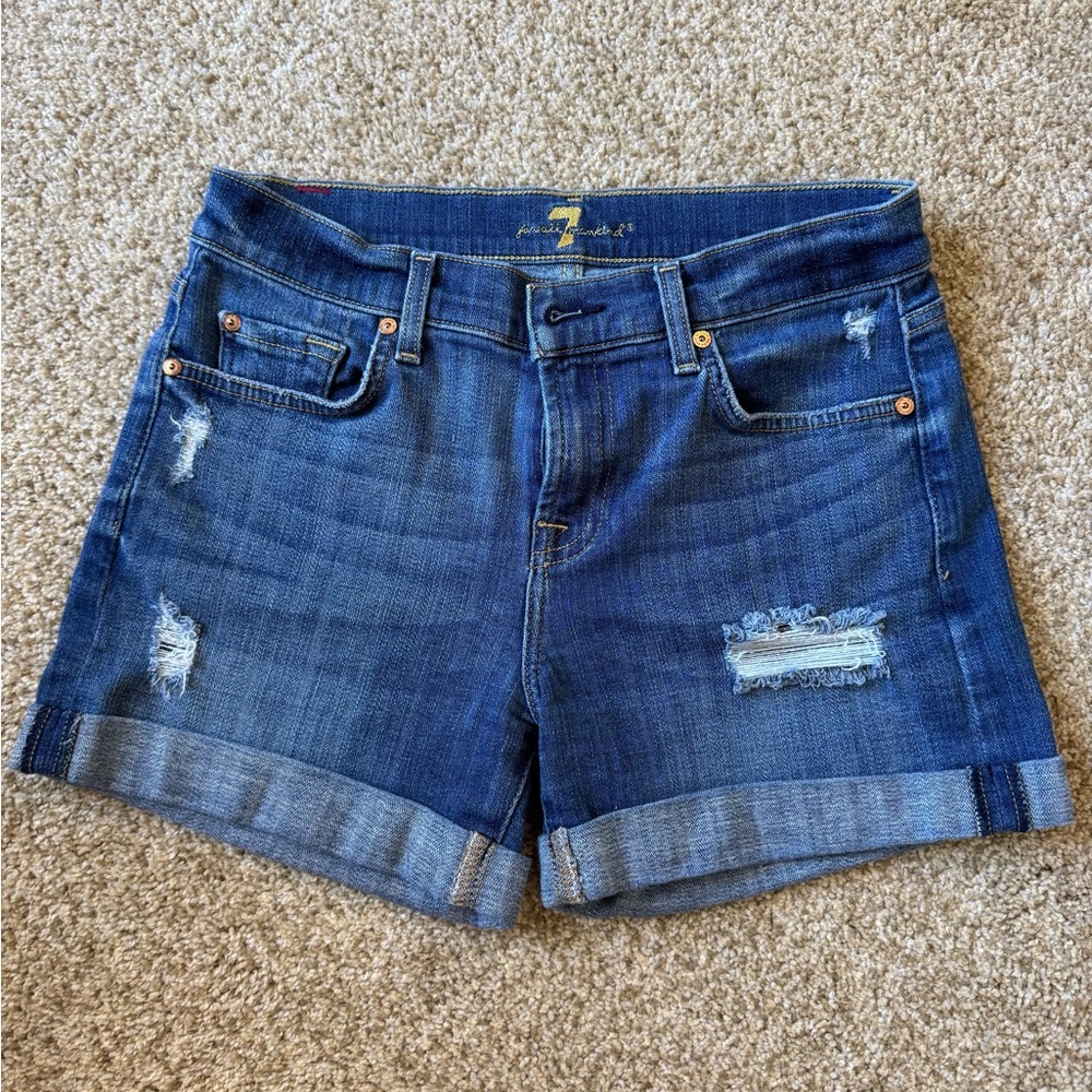Women’s 7 For All Mankind Distressed Blue Jean Shorts